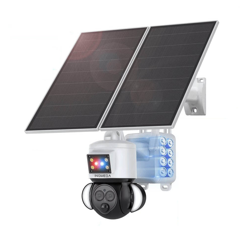 INQMEGA 6MP Dual Lens 12X Zoom 4G Solar Powered Floodlight Security Surveillance Camera