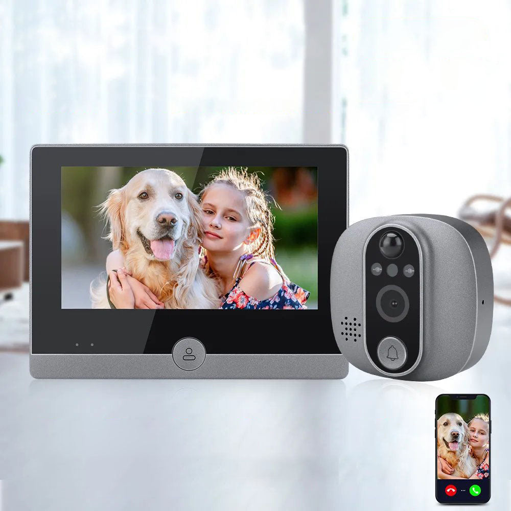WSDCAM Tuya Smart 1080P WiFi Peephole Video Doorbell with 4.3 Inch Screen